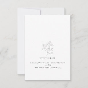 Minimal Floral Line Drawing Save the Date Card