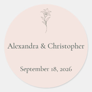 Minimal Floral Soft Blush Wedding Envelope Seal 