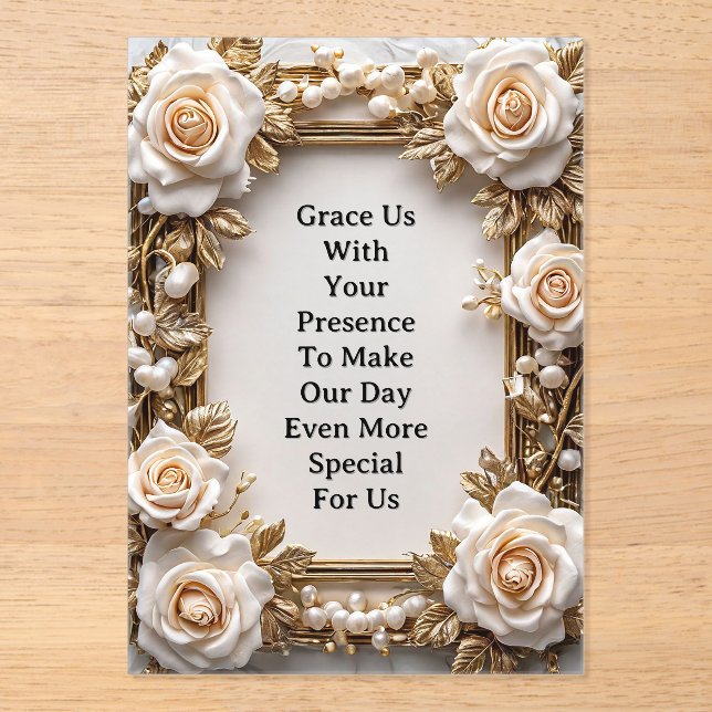 🌿 Minimal Floral Wedding Ceremony Layout 🌿 Acrylic Invitations (Front)
