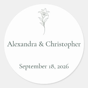 Minimal Floral Wedding Envelope Seal Classic Round