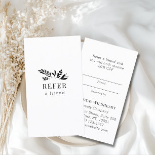 Minimal Floral White Botanical  Referral Card