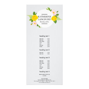 Minimal Floral Wreath Beauty Salon Black Stiriped Rack Card
