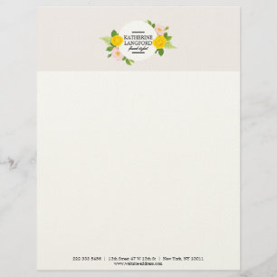 Minimal Floral Wreath Beauty Salon Business Suite Custom Letterhead