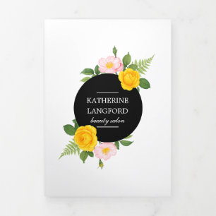 Minimal Floral Wreath Beauty Salon Business Suite Tri-Fold Card