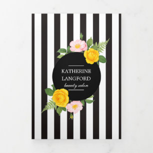 Minimal Floral Wreath Beauty Salon Business Suite Tri-Fold Card