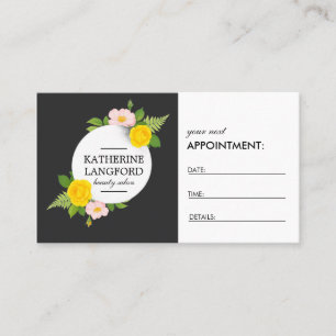 Minimal Floral Wreath Black White Salon Appointment Card