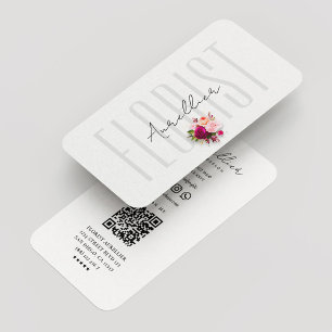 Minimal Florist Botanist Flower Bouquet  Business Card