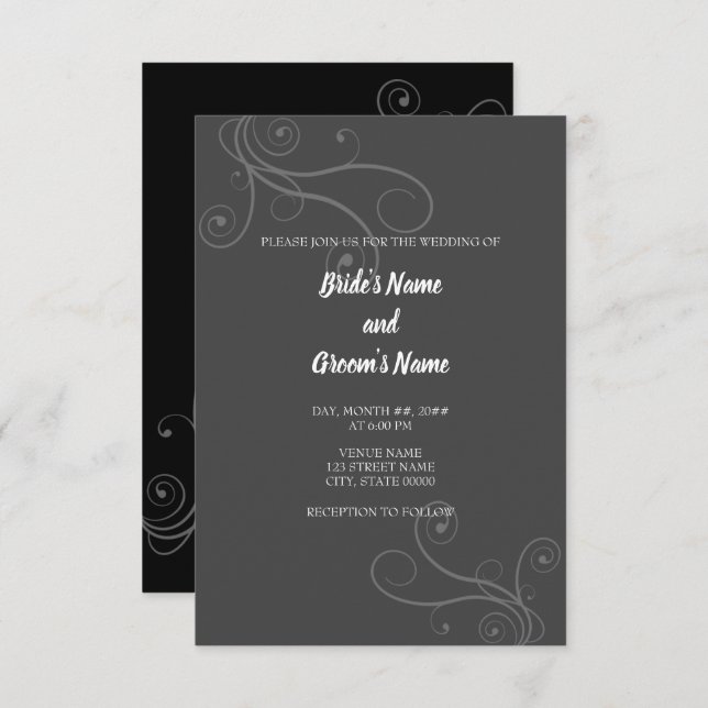 Minimal Flourishes Wedding Invitation (Front/Back)
