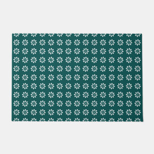 Minimal Flower Retro Deep Teal Doormat