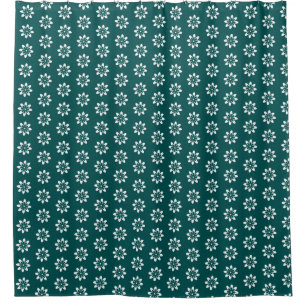 Minimal Flower Retro Deep Teal Shower Curtain