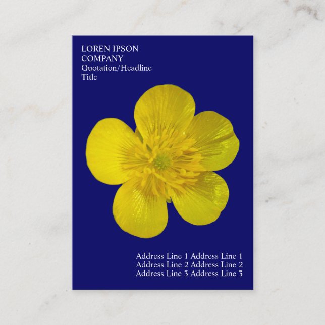 Minimal Flowers - Buttercup - Deep Blue Business Card (Front)