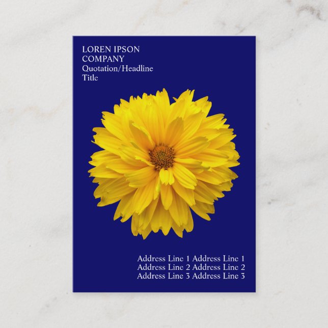 Minimal Flowers - Chrysanthemum - Deep Blue Business Card (Front)