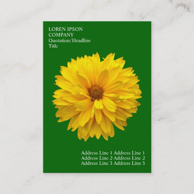 Minimal Flowers - Chrysanthemum - Deep Grass Green Business Card (Front)