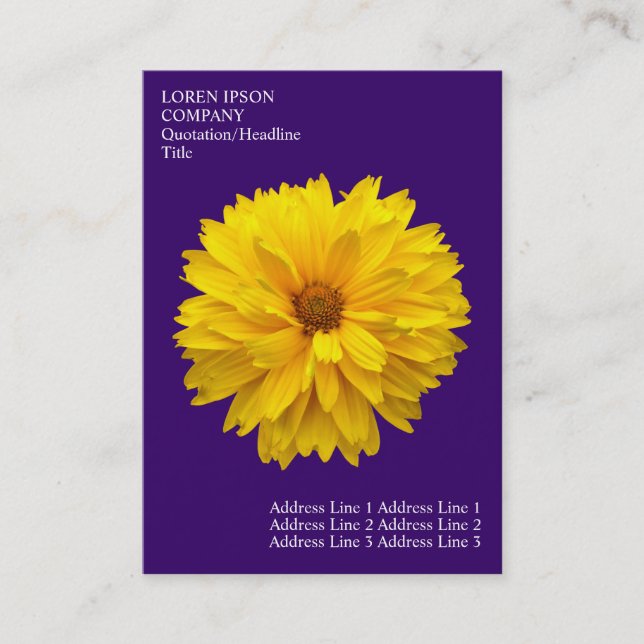 Minimal Flowers - Chrysanthemum - Deep Violet Business Card (Front)
