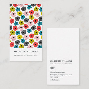Minimal Flowers Stylish Trendy Modern Business Car Business Card