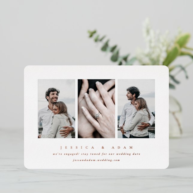 Minimal Foil 3 Photo Engagement Announcement (Standing Front)