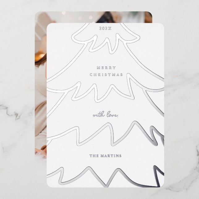 Minimal Foil Christmas Tree Photo (Front/Back)