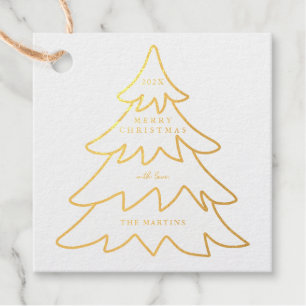 Minimal Foil Christmas Tree Photo Foil Favour Tags