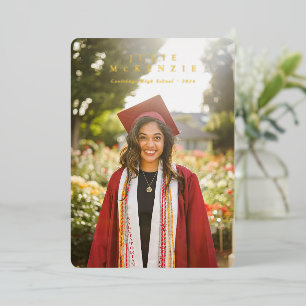 Minimal Foil Text Graduation Photo Announcement