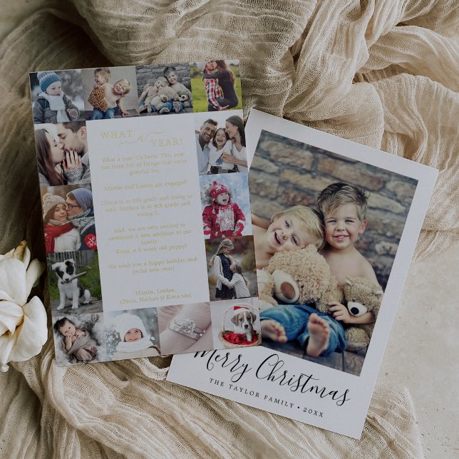 Minimal Foil What A Year Photo Collage Christmas (Creator Uploaded)