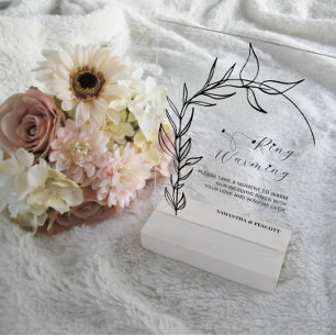Minimal Foliage Arch Rings Warming Wedding  Acrylic Sign