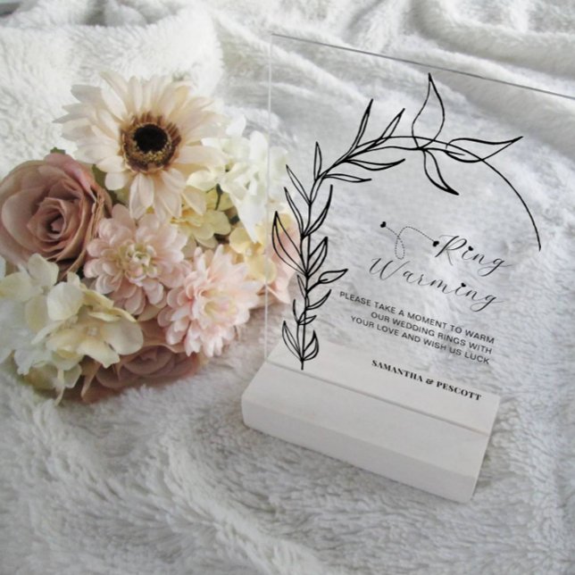 Minimal Foliage Arch Rings Warming Wedding  Acrylic Sign (Creator Uploaded)