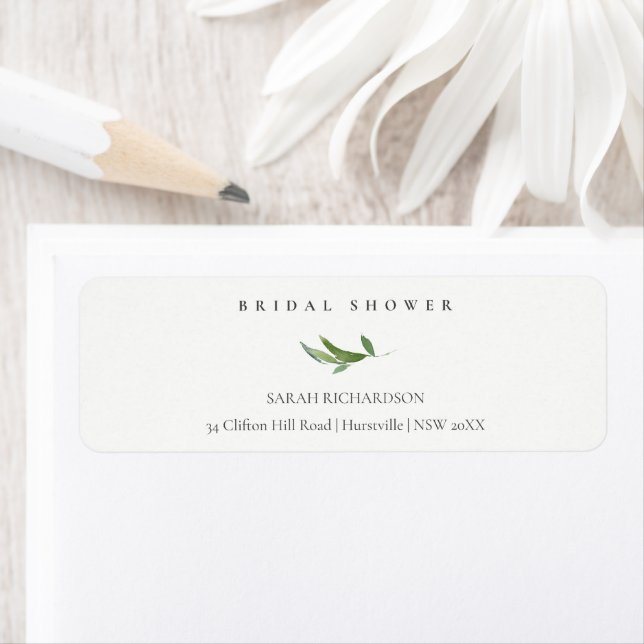 Minimal Foliage Greenery Address Bridal Shower (Insitu)