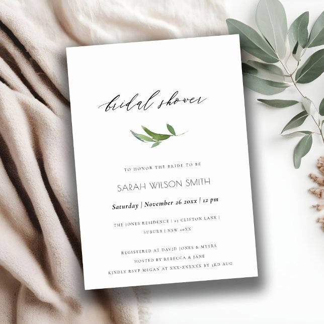 MINIMAL FOLIAGE GREENERY GOLD FRAME BRIDAL SHOWER INVITATION (Creator Uploaded)