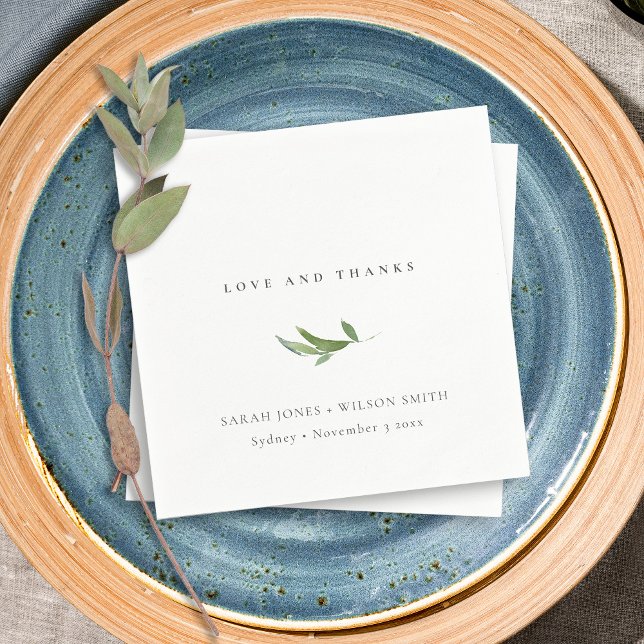 Minimal Foliage Greenery Wedding Thank You Napkin (Creator Uploaded)
