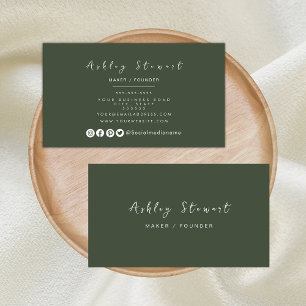 Minimal Forest Green Modern Professional Branding Business Card