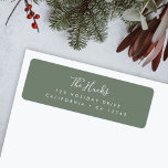 Minimal Forest Green Scandi Return Address<br><div class="desc">A stylish modern holiday return address label with a handwritten script font for your family name in white with a forest green feature colour in a 'scandi' scandinavian design style. The name and address can be easily customised for a personal touch. A trendy, minimalist and contemporary design to stand out...</div>