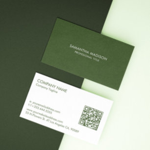 Minimal Forest Green Tones Linen Burlap Fabric  Business Card