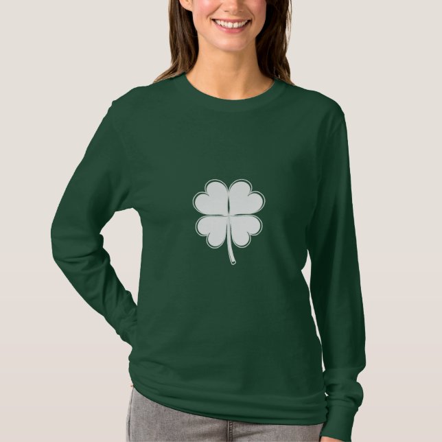 Minimal Four-Leaf Clover Symbol of Luck  T-Shirt (Front)
