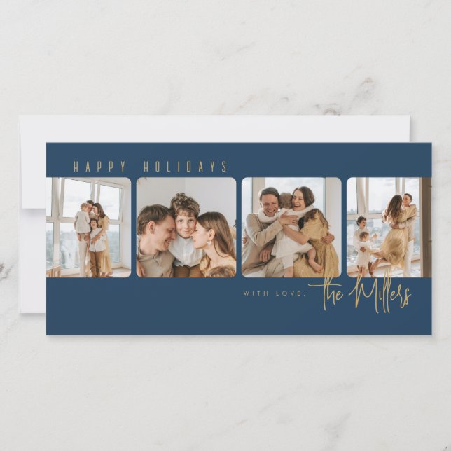 Minimal Four Photo Holiday Card (Front)