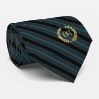 Minimal Framed Gold Monogram Teal | Black Stripe