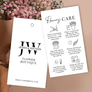 Minimal Fresh Flowers Care Guide Florist Hang Tags