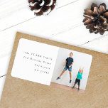 Minimal Fun Kids Photo Return Address Label<br><div class="desc">A stylish holiday photo address labels with classic typography in black on a clean simple white background. The photo and text can be easily customised for a personal touch. A simple, minimalist and contemporary christmas design to stand out this holiday season! The image shown is for illustration purposes only to...</div>