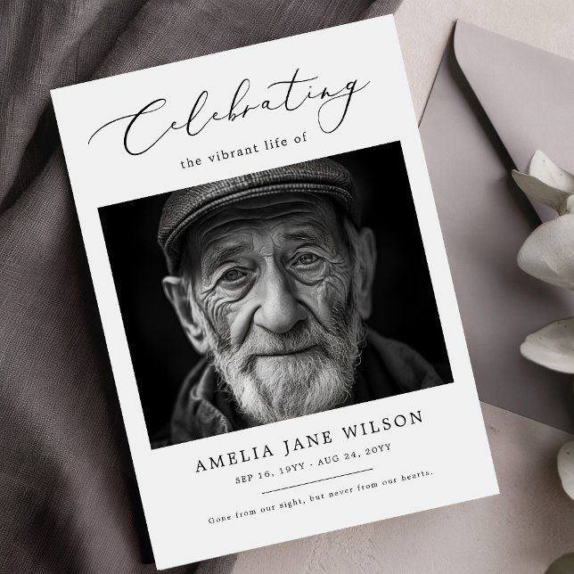 Minimal Funeral Memorial Photo Celebration of Life Invitation (Creator Uploaded)