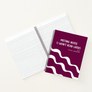 Minimal Funny Coworker Meetings Office Name Year Notebook