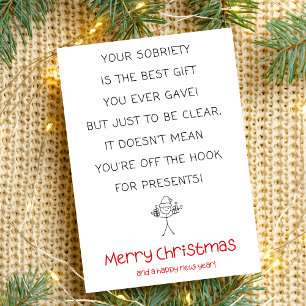 Minimal Funny Sobriety Christmas Card