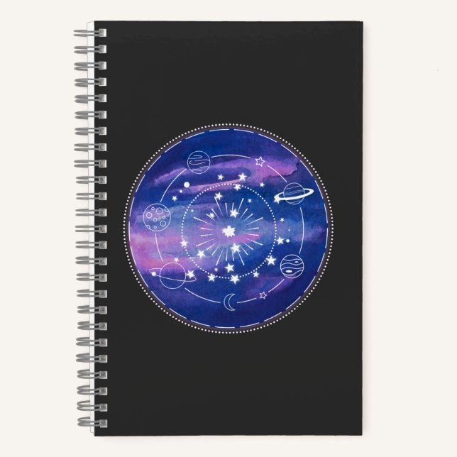 Minimal Galaxy Moon Design | Cosmic Aesthetic Art Notebook (Front)