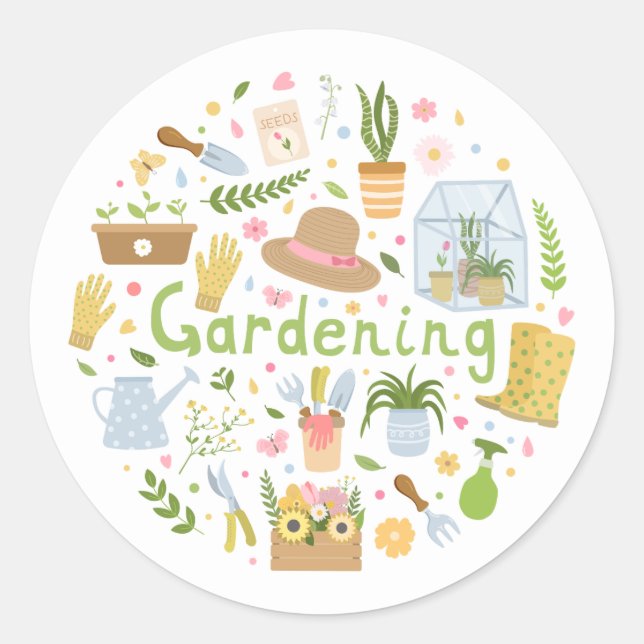 Minimal Gardening Sticker | botanical vibes (Front)