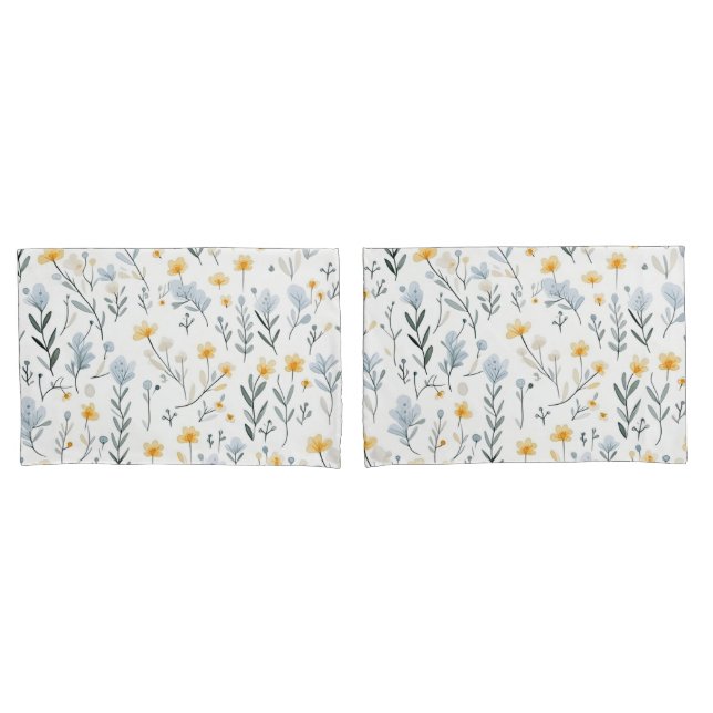 Minimal Gentle Colourful Garden Wildflowers Nurser Pillowcase (Front-Set)