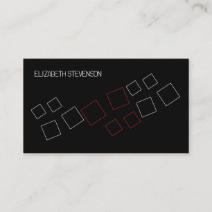 Minimal Geometric Chic Monogrammed Red Black White Business Card