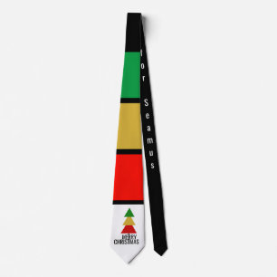 MINIMAL GEOMETRIC COLOR CHRISTMAS TREE MERRY XMAS TIE