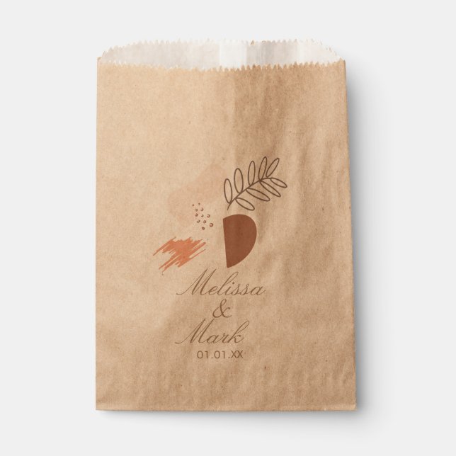 Minimal Geometric Earth Shape Botanical Monogram Favour Bags (Front)