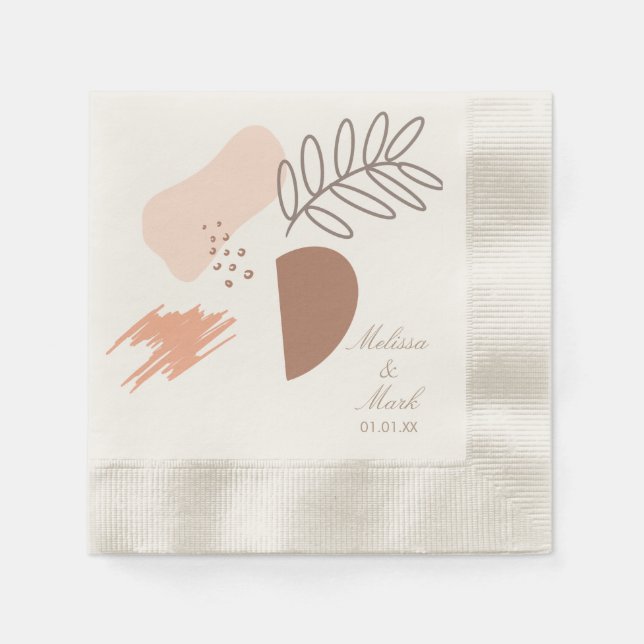 Minimal Geometric Earth Shape Botanical Monogram Napkin (Front)