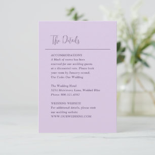 Minimal Geometric Lavender Modern Wedding Enclosure Card