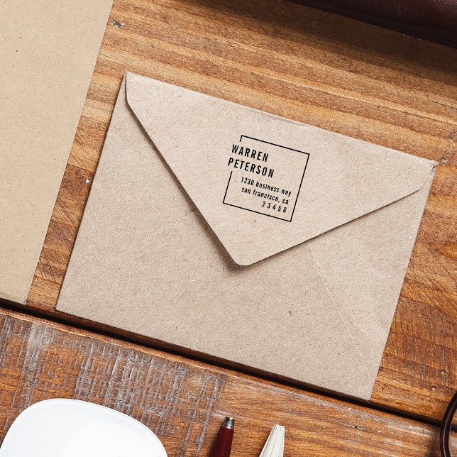 Minimal Geometric Professional Name Return Address Self-inking Stamp (Creator Uploaded)