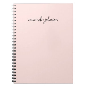 Minimal Girly Simple Light Pink Full Name Monogram Notebook